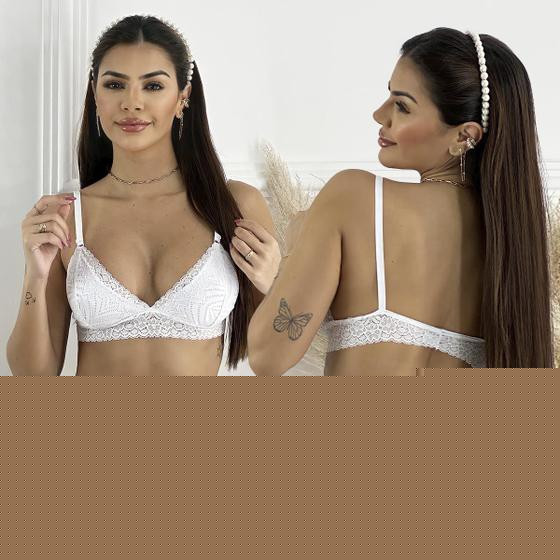 Imagem de Lingerie Sem Bojo Rendado Sexy Calcinha Fio Dental Sensual