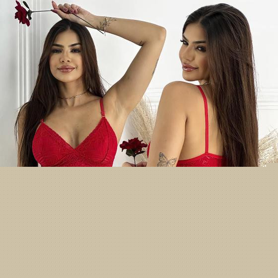 Imagem de Lingerie Sem Bojo Rendado Sexy Calcinha Fio Dental Sensual