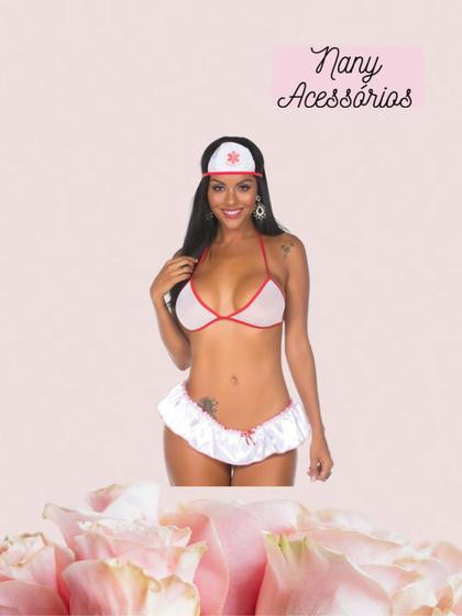 Imagem de Lingerie sex enfermeira saia cetim pimenta sexy