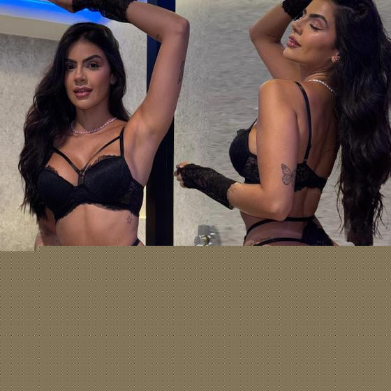 Imagem de Conjunto Lingerie Cinta Liga e Luvas Sensual Sexy Com Renda Calcinha fio Com Bojo Strappy tiras