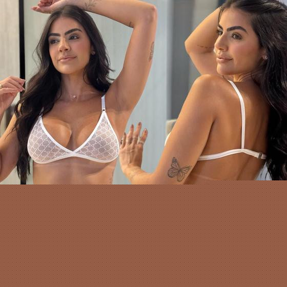 Imagem de Lingerie Sutiã Sem Bojo Tule Transparente Calcinha Fio Sexy