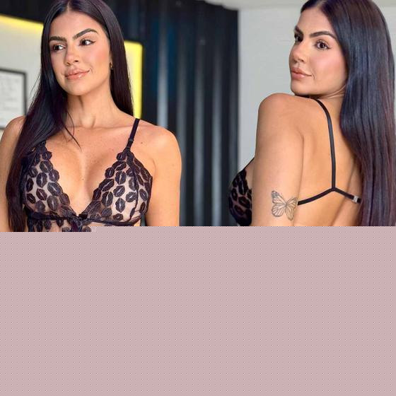 Imagem de Body De Tule Bordado Sensual Transparente de Beijos Calcinha fio dental Sexy