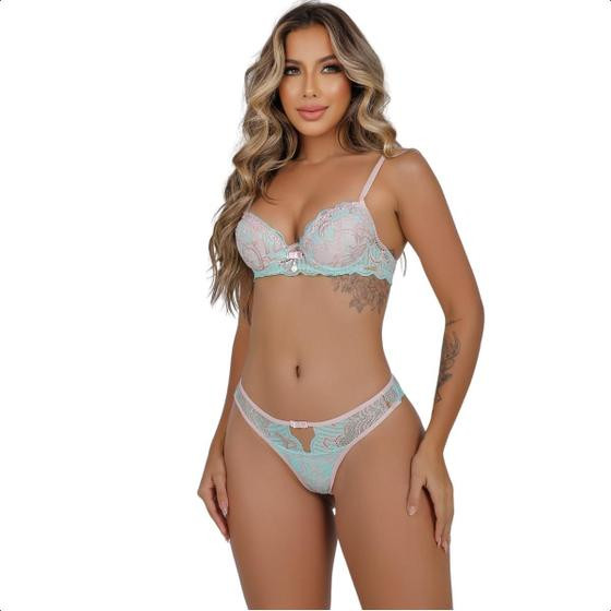 Conjunto Lingerie Sexy Feminina Confortável Luxo Com Bojo Push Up Fio Dental Kit Intíma Sensual Lindo - Art Sex