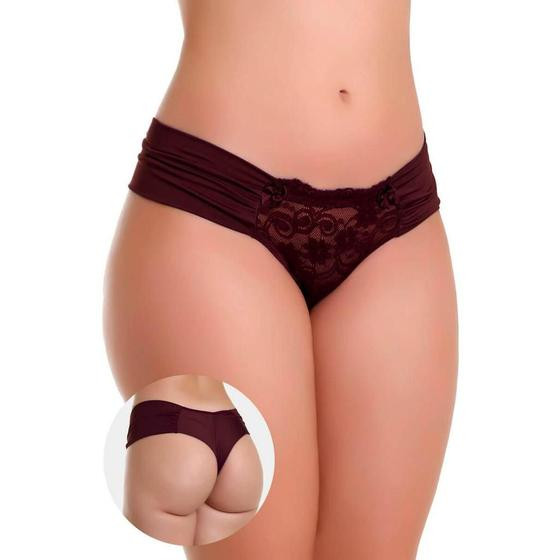 Calcinha IMI Lingerie Tanga Fio Dental Duplo Em Microfibra E Renda Antônia