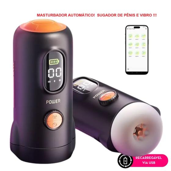 Masturbador Masculino Automático Por APP Recarregável Potente Cm Modos de Vibro e Sucção - LHB
