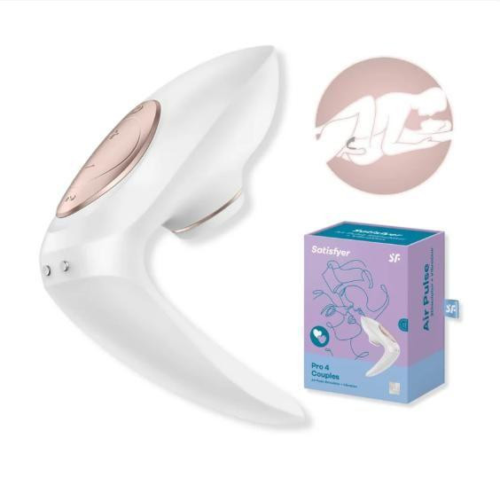 Satisfyer Pro 4 Couple Vibrador de Casal Estimulante Clitoriano com Pulso de Ar Tecnologia de Sucção Recarregável Original e Lacrado