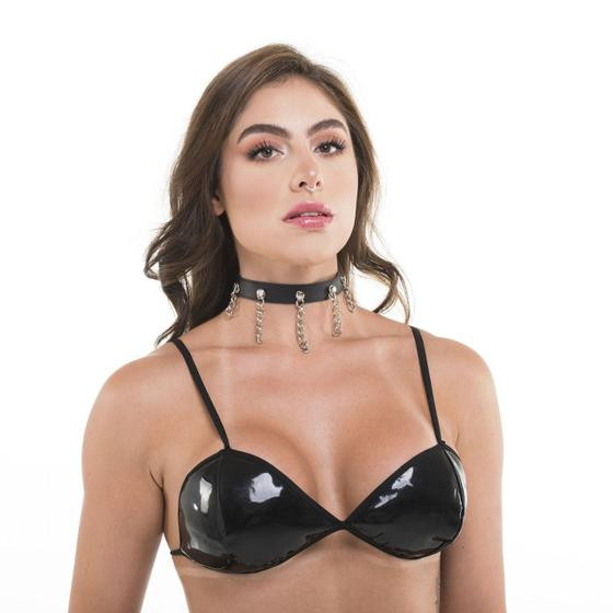 Coleira em material sintético com Correntes - Sexy Fantasy