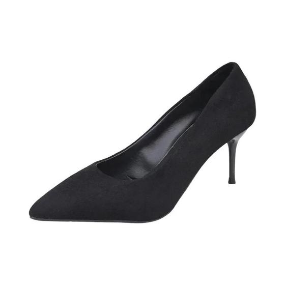 Sapatos De Salto Alto Pretos Para Mulheres Primavera Outono Bico Fino Boca Rasa Sexy Temperamento - others