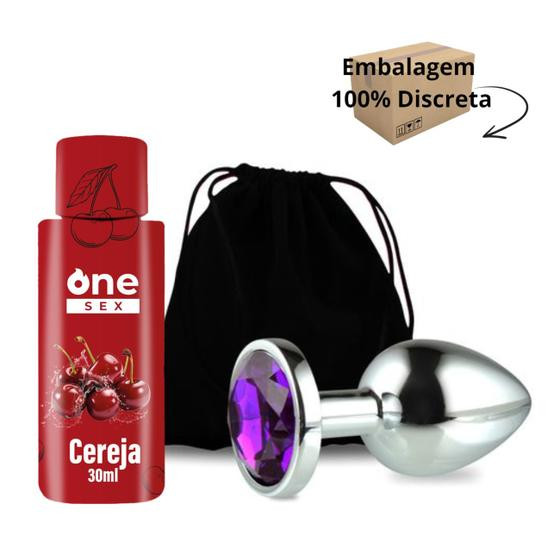 Imagem de Kit Gel Lubrificante One Sex Com Sabor  Plug Anal Tamanho P