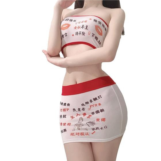 Imagem de Conjunto de lingerie SINROYEE Sexy Cosplay Anime Bikini Lolita Red