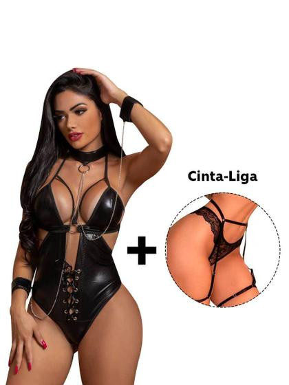 Imagem de Lingerie Sex Bandida Sedutora + Cinta Liga Strappy Elástico