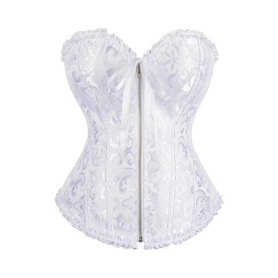 Imagem de Top De Corset De Renda Gótica Vitoriana Com Zíper, Bustier Overbust, Lingerie Sexy Vintage Para