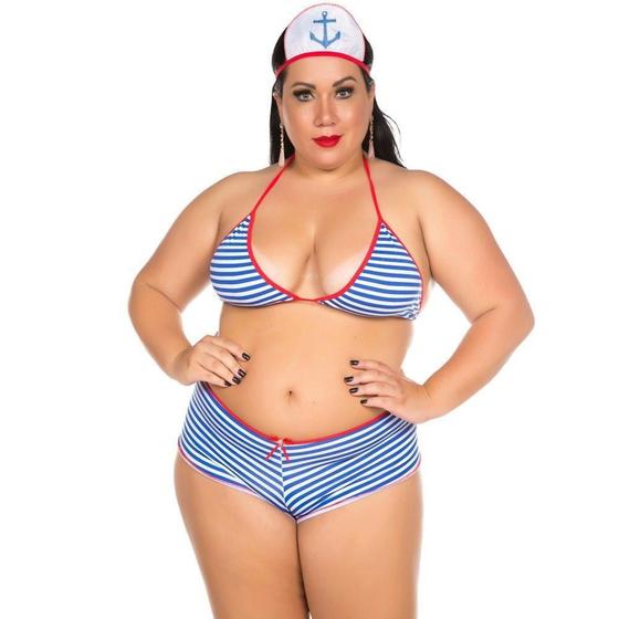 Imagem de Kit mini fantasia marinheira plus size pimenta sexy
