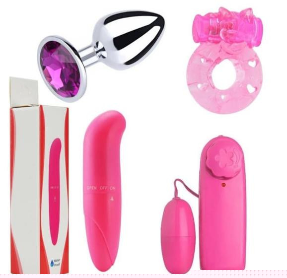 Imagem de Vibrador Feminino Ponto G + Vibrador Bullet Estimulador Clitóris + Plug Anal + Anel Peniano