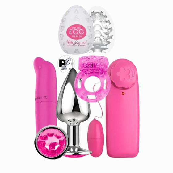 Kit Vibrador Golfinho ponto G, Bullet Estimulador, Egg estimulador masculino , Plug anal e Anel Peniano. - Sexy impot