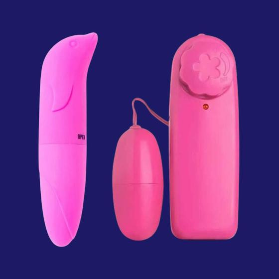Kit Vibrador Feminino Golfinho Ponto G Bullet Cápsula Estimulador Clitóris - sexy import