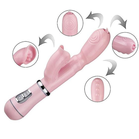 Vibradores Sem Fio Brinquedo Feminino Com Língua na ponta Estimulador Clitóris e Ponto G 12 velocidades - Sexy Import
