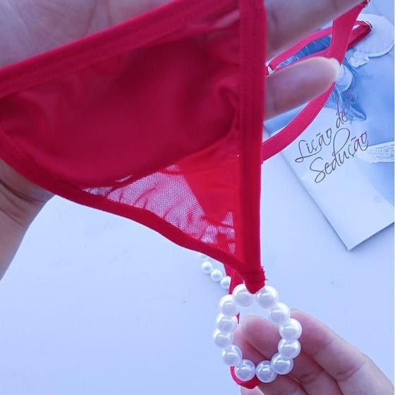 Calcinha Tailandesa de Tule Transparente Sexy Fio Dental Sensual Confortável com Renda - Raridade Lingerie