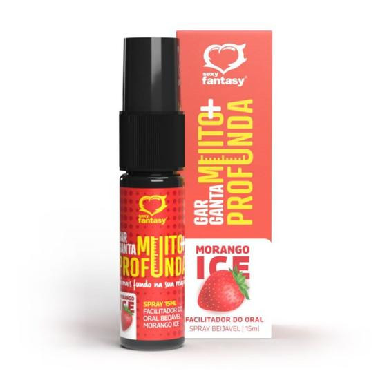 Garganta Muito+ Profunda Spray Oral Morango Ice 15ml - Refrescante e Dessensibilizante - Sexy Fantasy