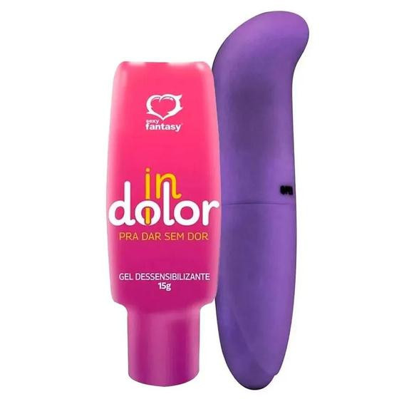 Imagem de Kit Gel Lubrificante Anal Anestésico InDolor e Vibrador com Toque Aveludado Ponto G