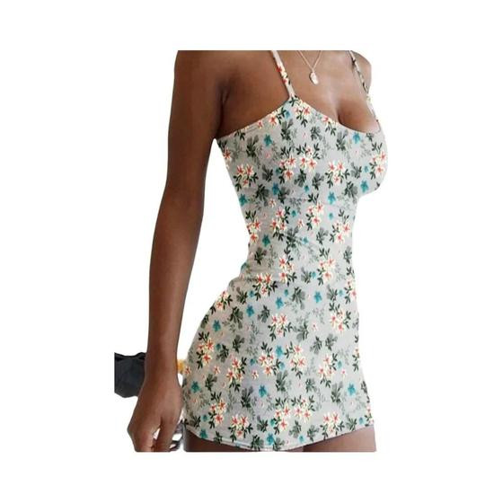 Vestido Mini Floral plus Size Sem Costas Sexy De Verão Com Saia Curta - suofeiman