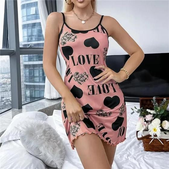 Camisola Sexy De Verão Para Mulheres, Saia Curta Com Estampa De Cartoon Fofo, Pijamas Para Uso Em - NONE