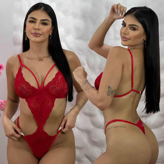 Imagem de Body Feminino Lingerie Sensual Sexy Sedutora Rendado Sem Bojo Blogueira 