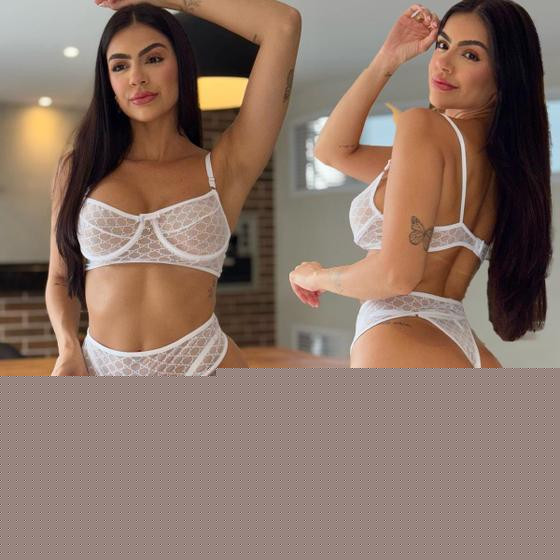 Imagem de Conjunto Lingerie Sensual Tule Transparente Cinta Liga Sexy Sedução