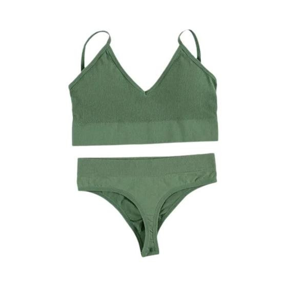 Imagem de Conjunto de Lingerie Sexy Feminino 2 Peças - Sutiã Sem Costura e Calcinha Fio Dental