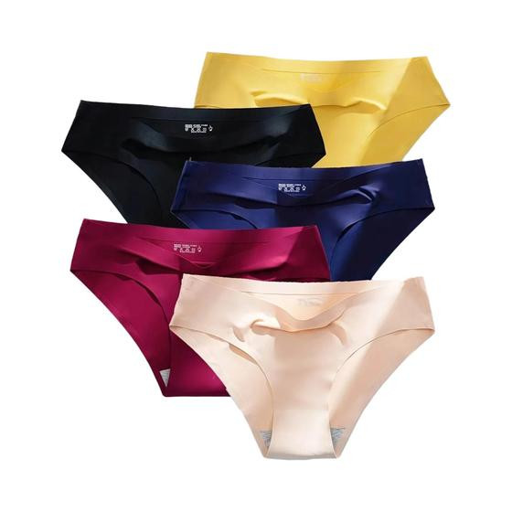 Imagem de Calcinhas Femininas Sexy Finas E Sem Costura Em Seda Gelada 5PCS Confortáveis E Respiráveis
