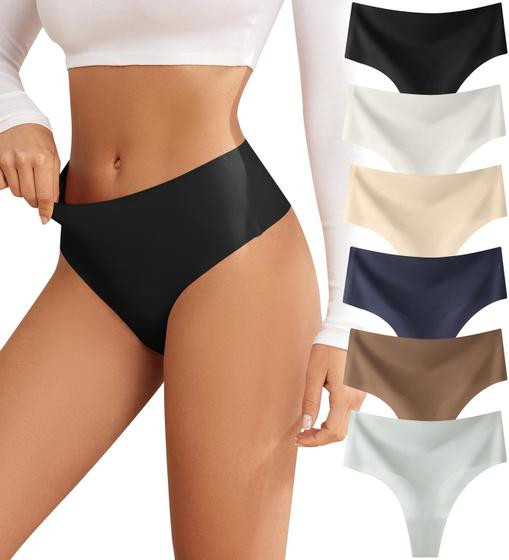 Imagem de Tangas Soshkang de cintura alta sem costura para mulheres, pacote com 6