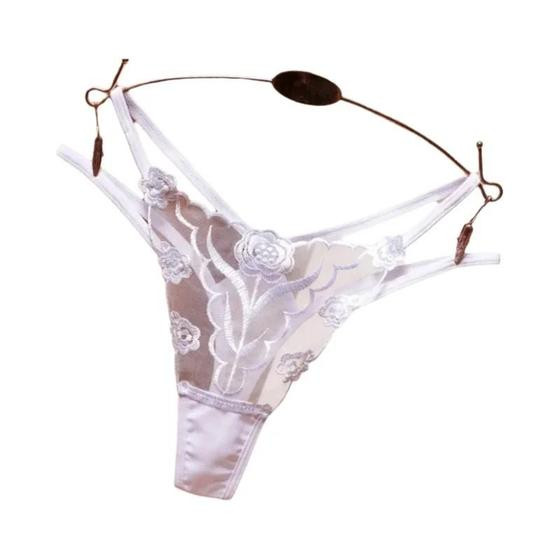 Imagem de Tanga Sexy Bordada para Mulheres com Alça de Malha Transparente, Calcinhas Sem Costura Tentadoras