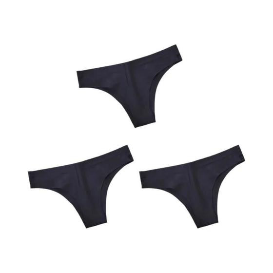Imagem de Calcinhas Biquíni Brasileiras Femininas 3 Peças Em Seda Gelada Sem Costura Cintura Baixa Sexy