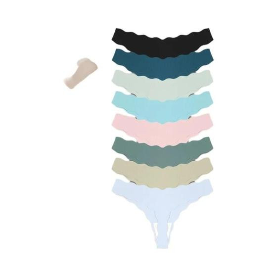 Imagem de Calcinhas G-String Femininas Sexy Sem Costura Em Seda Gelada, 8 Peças, Tanga Elástica