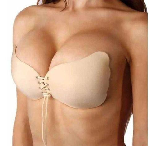 Imagem de Sutiã Adesivo Silicone Invisível Levanta Seio Sem Alça Push Up Cordão Ajustável