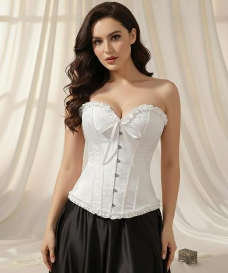 Imagem de Espartilho Corpete Corset Cinta Modela Cintura Brocado Sexy