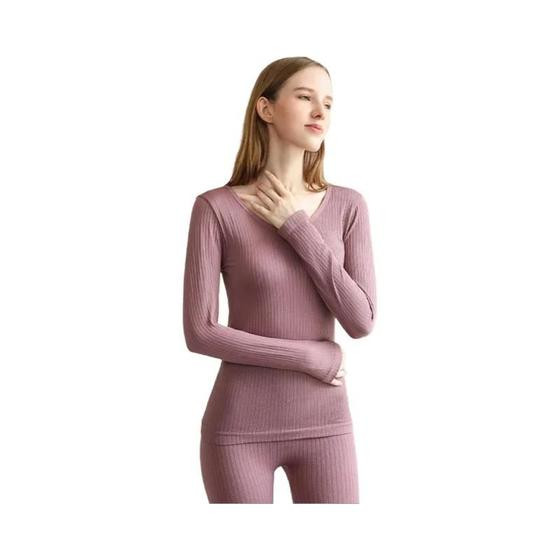 Imagem de Conjunto De Roupa Íntima Térmica Feminina Quente E Sexy Com Modelagem, Calças Longas E Gola Média