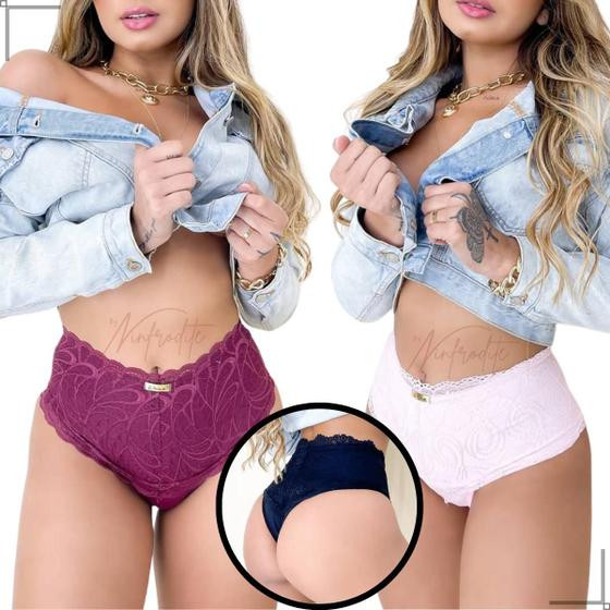 Imagem de 3 Calcinhas Pala Alta Modeladora Sexy Esconde Culote Barriga