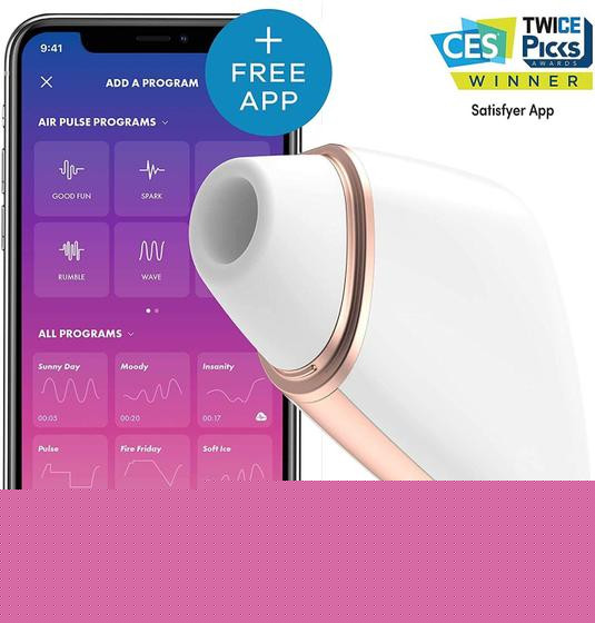 Imagem de Vibrador Sucção Love Triangle por App Branco - Satisfyer 