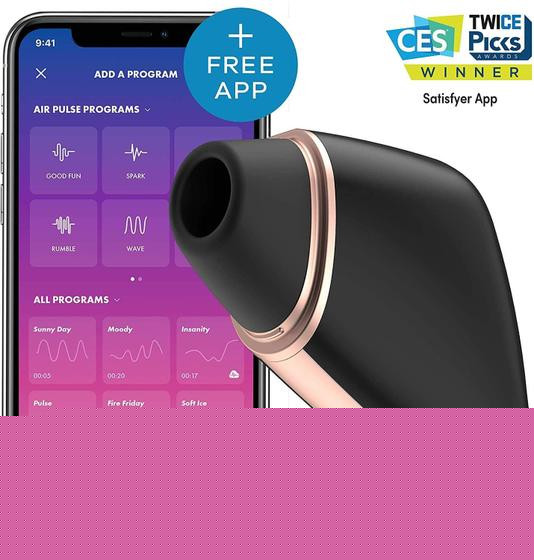 Imagem de Vibrador Sucção Love Triangle por App Preto - Satisfyer