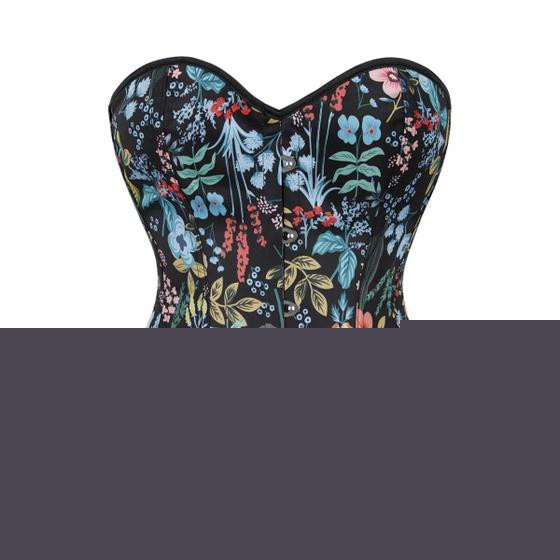 Top Corset Gótico Com Estampa Floral Para Mulheres, Sexy, Com Cadarço, Controle De Barriga, Fantasia - GLEEFUL LOTUS