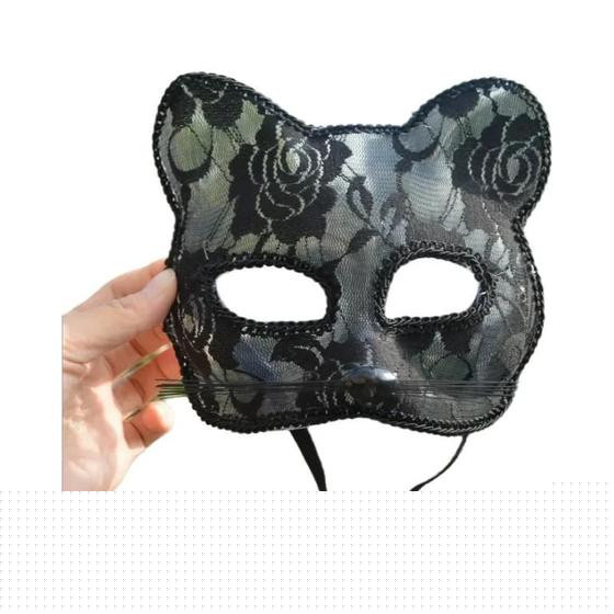 Máscara Sexy De Gato Para Mulheres, Renda, Cosplay, Festa, Fantasia De Halloween, Acessório - NONE