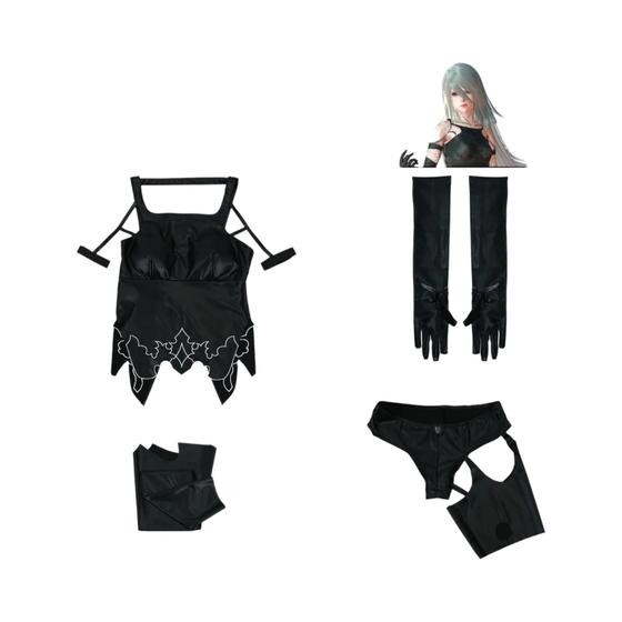 Fantasia Sexy Feminina De Cosplay NieR:Automata A2 Com Peruca Para Festa De Halloween - CosZtkhp