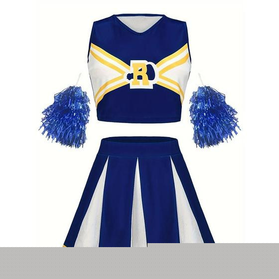Fantasia Sexy De Cheerleader Para Mulheres Com Saia E Pompons Para Apresentações Em Palco E Festas - VESICE