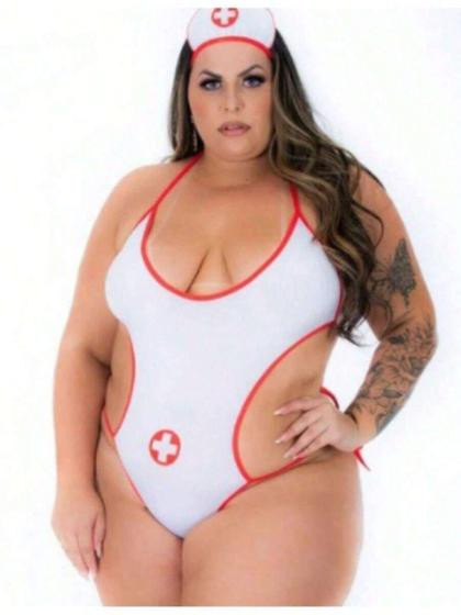 Conjunto Body Plus Size Enfermeira - Pimenta Sexy