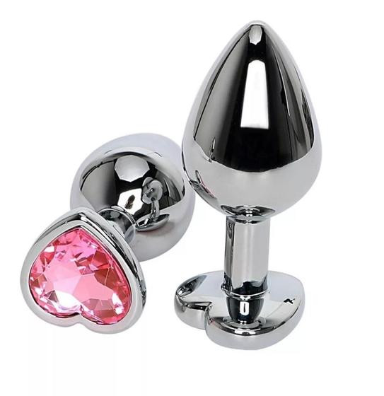 Plug Anal Joia Coração Aço Inox Metal Dilatador Iniciante Tamanho P - Sexy Import