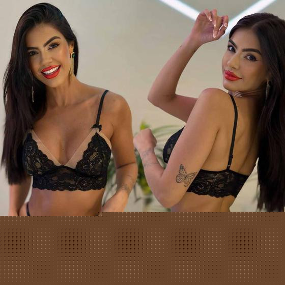 Lingerie Sem Bojo Tule Transparente Renda Calcinha Fio Sexy - Luara