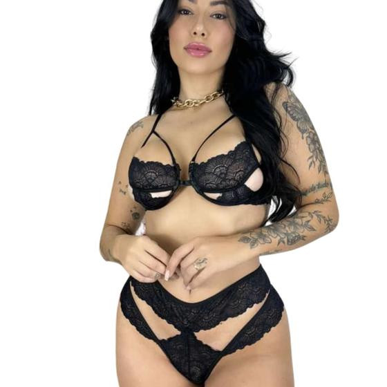 Kit 2 Conjuntos Lingerie Sexy Sensual Rendado Luxo Sutiã Fio Dental - Mi Amore