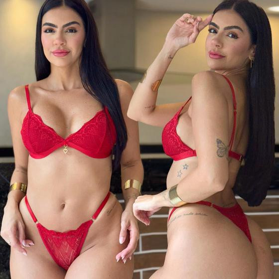Conjunto De Lingerie Sensual Sem bojo Renda Fio Sexy - Like4you