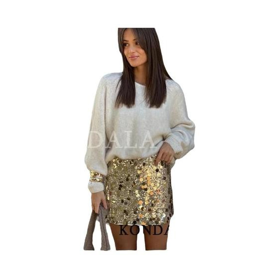 Saias Mini Sexy Com Lantejoulas Para Mulheres, Moda Primavera Verão, Saias Para Festas E Jantares - KONDALA